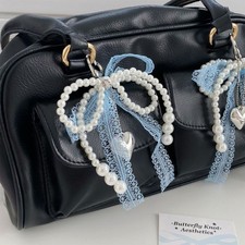 Aesthetic Keychain Charms,Pearls Bows Bag Charm Pendant for Purse Handbag Decors