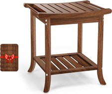 Teak Shower Benches for inside Shower Waterproof Wood Shower Stool with Storag