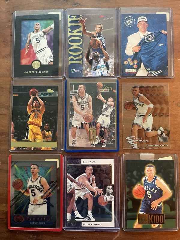 Topps Jason Kidd 9-Card Rookie Lot 1994-95 Stadium Club NBA Hoops Mavs
