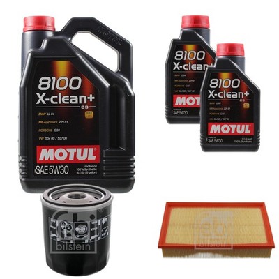 FEBI BILSTEIN Inspektionspaket 7L Motul 8100 X-clean+ 5W30 für VW Multivan VI