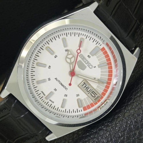 JAPAN VINTAGE REFURBISHED SEIKO 5 AUTOMATIC 6309A MENS WHITE WATCH a441792-a