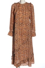MANGO Robe longue Dames Robe T EU 36 brun-blanc cassé-orange clair