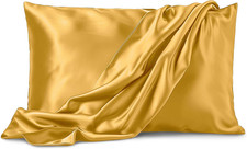Satin Pillowcase 2 Pack - Queen Size 20"x30", Gold - Silky Pillow Cases for...
