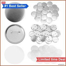 300 Pcs 58mm Button Maker Supplies Metal Shells Back Covers Clear Film DIY
