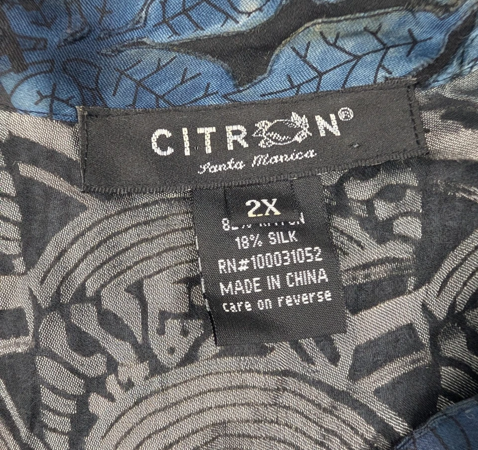 Top Citron Santa Monica para mujer 2X seda con botones artístico boho transparente capricho en capas Foto 3 de 4