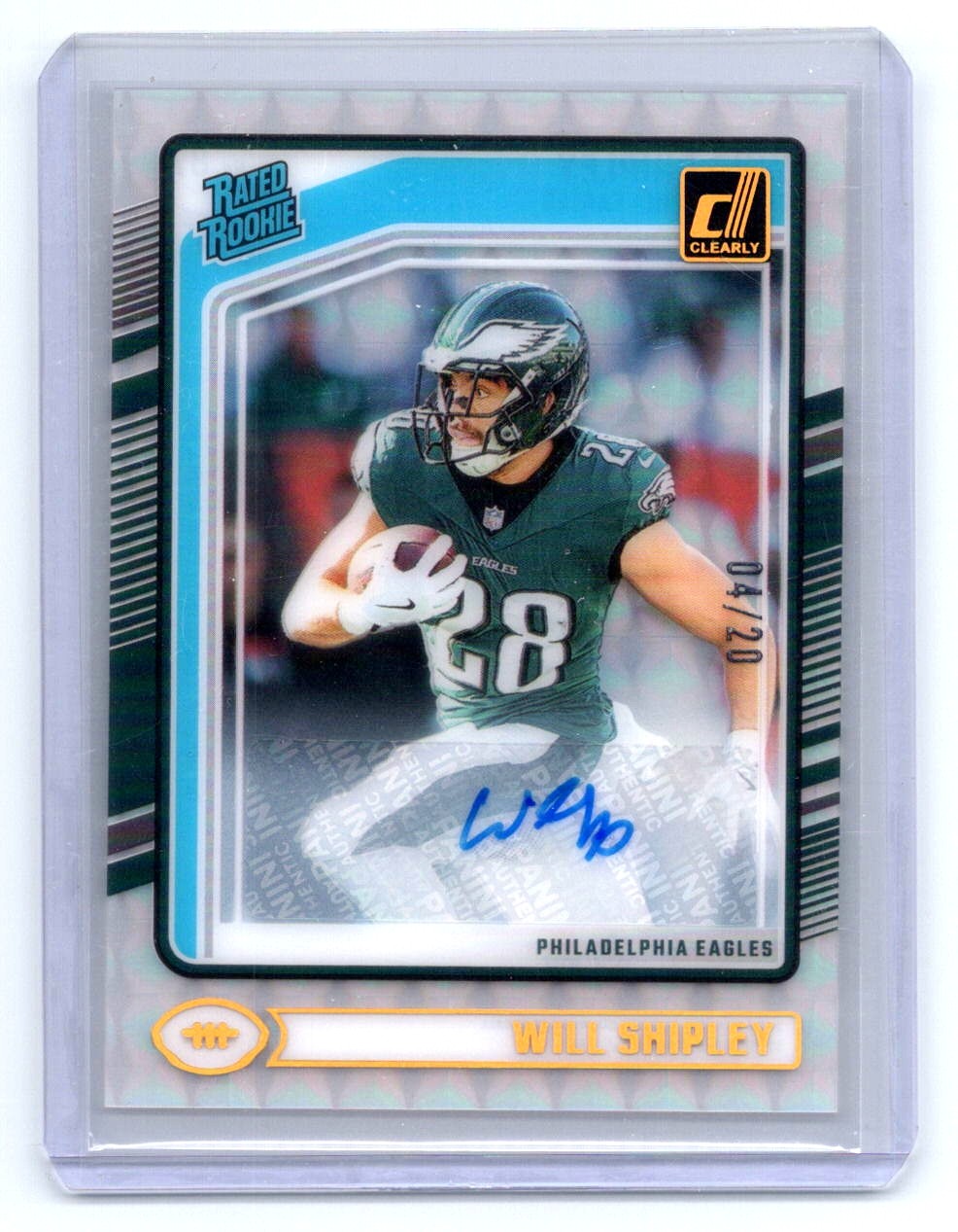 2024 Clearly Donruss #87 Will Shipley Clearly Rookie Autographs Mosaic #/20