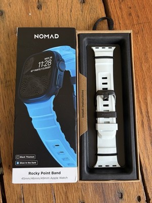 Nomad Apple Watch Rocky Point Band Icy Blue Glow-In-the Dark 45/46/49mm Black