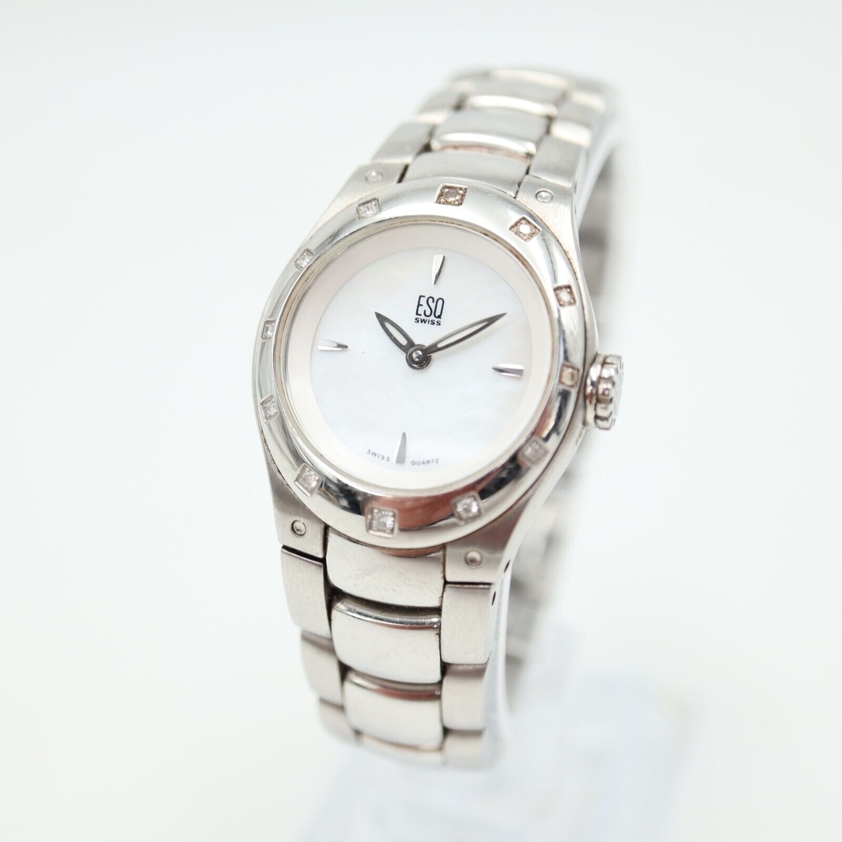 ESQ Esquire Swiss Watch Silver Tone 25mm MOP Stainless Steel