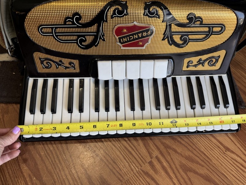 Francini Vintage Accordion Full Size with Case 17 1/2" Keys