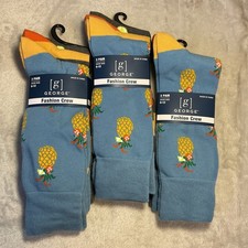 Womens Socks George Fashion Crew Novelty Pineapple Luau Stripe New Lot 9 Pairs