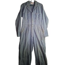 Vintage Universal Denim Herringbone Coveralls Sz 46 USA Blue Workwear Mechanic