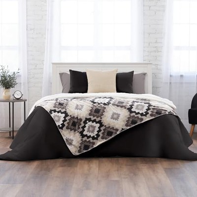  Ashford Home Cozy Silk Touch Ribbed Throw Blanket Twin (60'' x 80'') Nadira Ikat