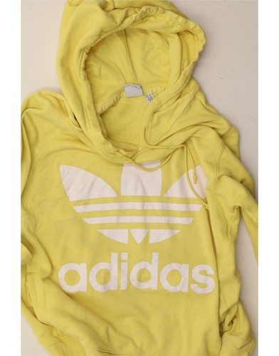 ADIDAS Womens Graphic Hoodie Jumper UK 14 Medium Yellow Cotton CQ04 - Picture 6 of 6
