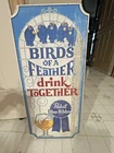VINTAGE WOOD SIGN PABST BLUE RIBBON BEER SIGN BIRDS DRINK TOGEATHER PABST SIGN