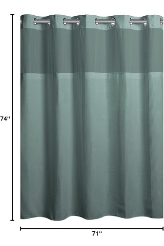 HAKENLOSER Waffelmuster Duschvorhang 71" x 74" wasserabweisend in Meerblau NEU - Bild 7 von 9