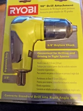 New Ryobi 18 Volt Right Angle 90 Degree Drill Attachment 3/8" Chuck