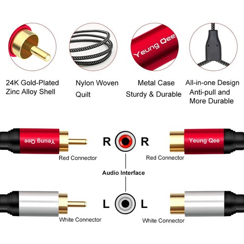 2RCA Male to Female Extension Cable 20 ft, 2 RCA 20FT/6M - Picture 5 of 8