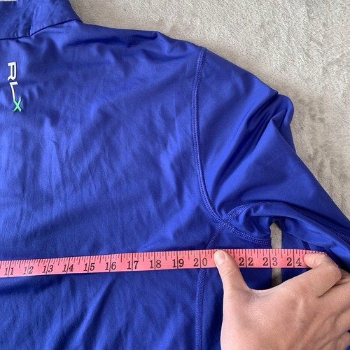 Ralph Lauren RLX 1/4 Zip Top Mens Large Blue Performance Stretch Pullover Golf - Picture 13 of 16