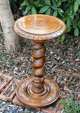 Original antique barley twist solid oak plant stand / side table Excellent con