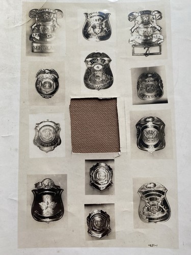 Vintage 1930-50er Jahre F.D. Algonac Polizei Sheriff T. C. Wilcox Abzeichen Foto Musterverkauf - Bild 3 von 15