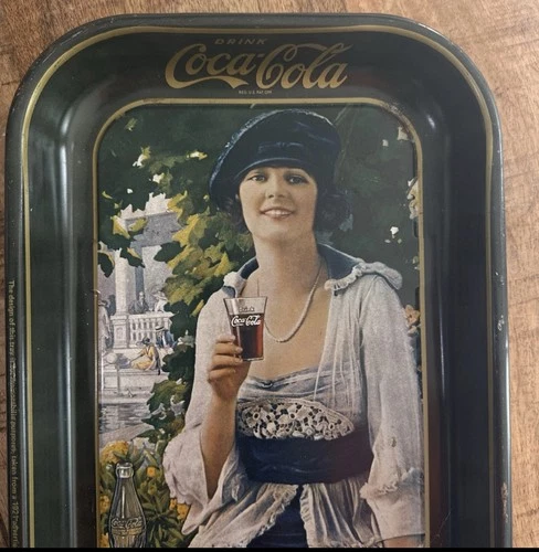 VINTAGE 1973 COCA-COLA METAL GIBSON GIRL SERVING TRAY REPRINT OF 1921