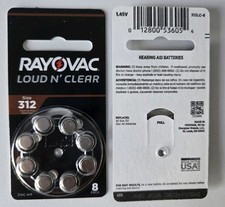 Rayovac 312 Hearing Aid Batteries Mercury-free Zinc Air NIB SEALED 8-ct FRESH