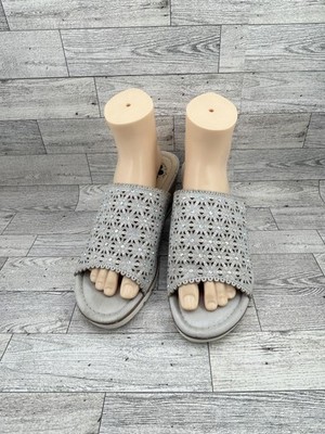 Spring Step Shoes Womens Size 41 Wedge Slide Sandals Laser Cut Sparkle Comfort