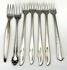 Mixed Lot of 7 Rogers Oneida Stainless Cocktail/Seafood Forks