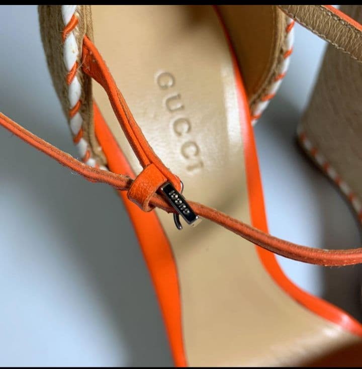 Gucci Espadrille Wedge Heel Sandals Orange Size 35 US About 5 For Women thumbnail 9