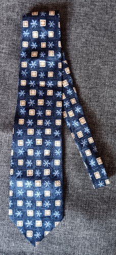 Dress Tie 70s 80s 90 Y2K Mens Todays Man Blue flowers squares 57 inches - Picture 1 of 5