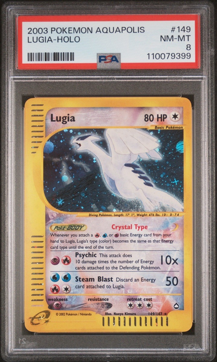 ポケモンカードゲーム Pokemon Card Lugia Crystal Type #149 Crystal Lugia 149/147 Aquapolis Pokemon Card PSA 8 Nm-Mint