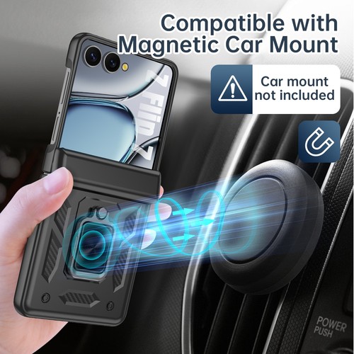 Funda Protectora Samsung Galaxy Z Flip 7 Ultra Afilada Armadura, Anillo Ventana Deslizante - Imagen 11 de 22