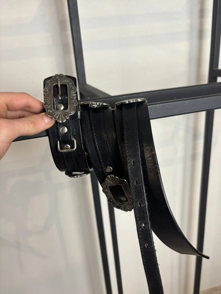 Cinturón de cuero real de metal de motociclista estilo japonés vintage streetwear años 90 y2K Foto 2 de 4