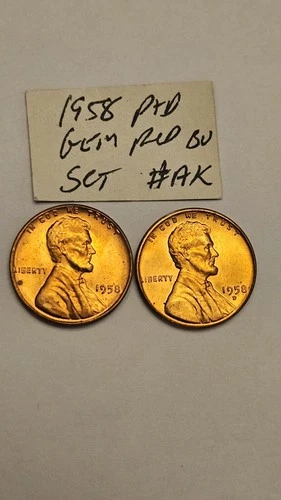 wheat penny 1958,1958D SET RED BU 1958-D LINCOLN CENT LOT GEM UNC RED LUSTER