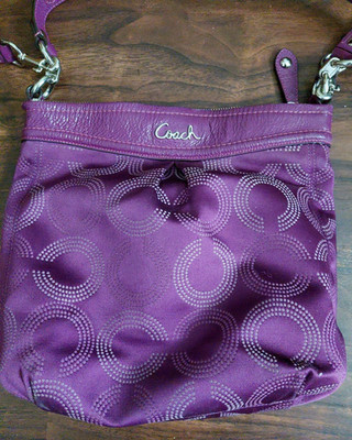 Vintage Coach Ashley Sateen Purple Convertible Satchel Purse Monogram Logo