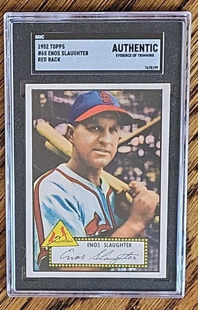 1952 Topps #65 Enos Slaughter Red Back Looks NM/MT + Centered Freshly SGC