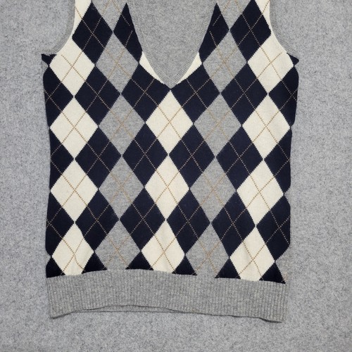 Argyle JCrew Pullover Weste XS schwarz grau Kaninchen Kaschmir Preppy Academia Y2K - Bild 6 von 10