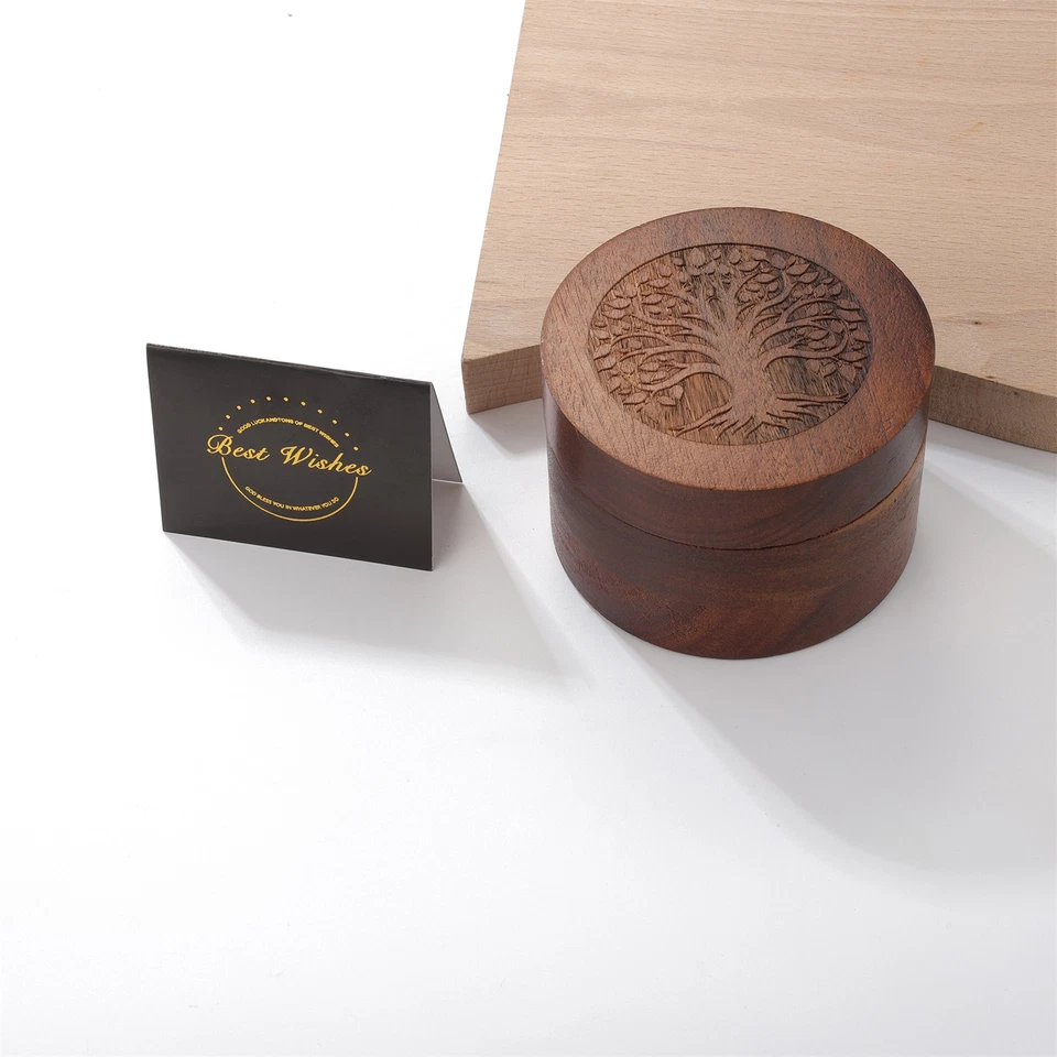 Pequeña caja de madera para cenizas humanas y mascotas gato perro urna árbol de la vida recuerdo conmemorativo Foto 4 de 4