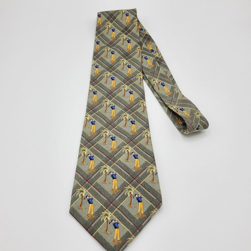 Tommy Bahama Tie Green Golfer Golf Palm Tree 100% Silk Mens Necktie - 第 2/4 張圖片
