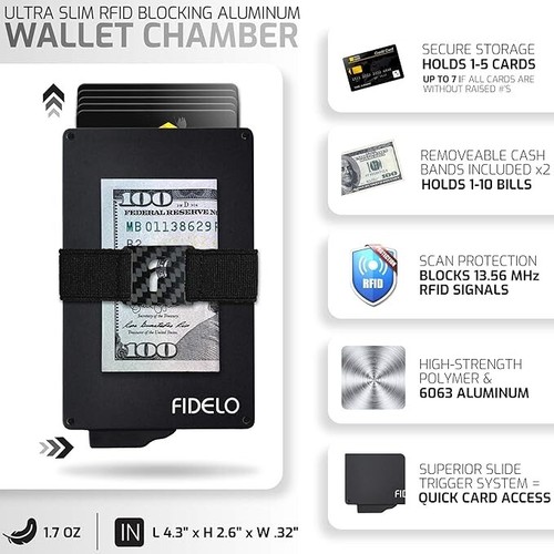Money Clip Wallet RFID Blocking Card Holder Slim Genuine Leather Metal 2 PC Set - Picture 6 of 40