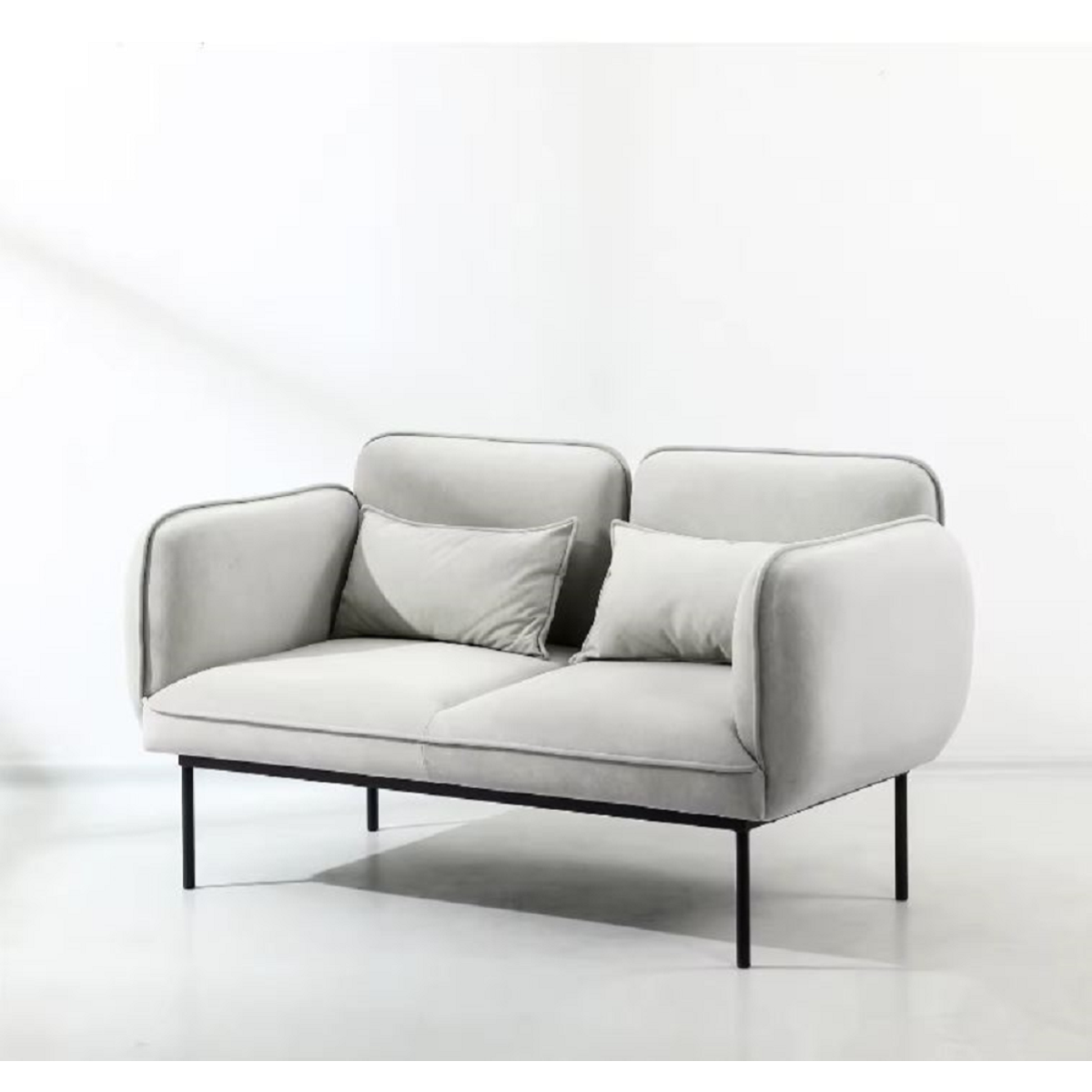 Divano posti imbottito 150 cm ELODIE in tessuto Grigio