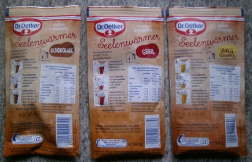 6 x 3 (=18x) Dr.Oetker Seelenwärmer (Schoko; Gries; Vanille) - Bild 2 von 2