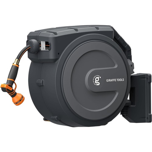 Giraffe Tools Retractable Garden Hose Reel with 78-130FT Hose & Metal Bracket - Picture 10 of 33