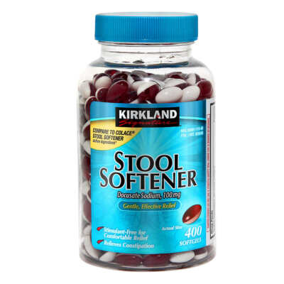 Kirkland Signature STOOL SOFTENER Docusate Sodium 100mg 400 Softgels- Ship Free