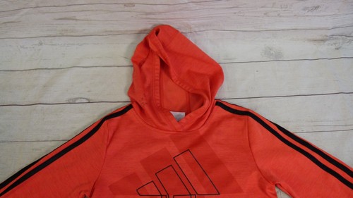 adidas Kids Orange Hoodie Three Stripes Logo Front Size XS (7) - Picture 2 of 8