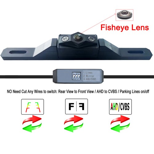 License Plate AHD/CVBS Rear View Reversing Camera Fish-eye Lens 2 IR Fit Car SUV - Picture 20 of 23