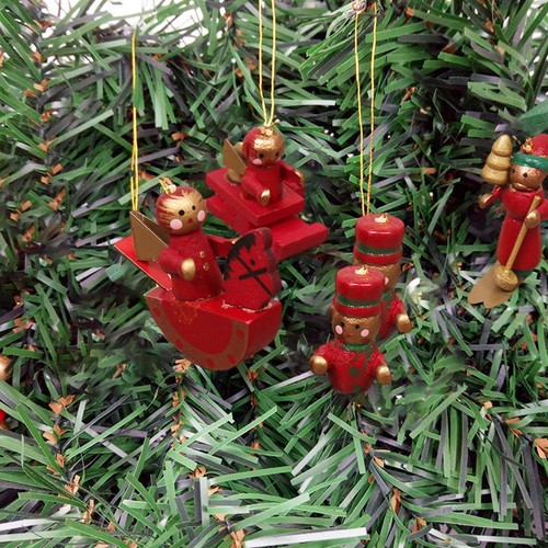 12pcs Christmas Wood Ornaments For Tree Decorations Small Christmas Gifts - Picture 3 of 7