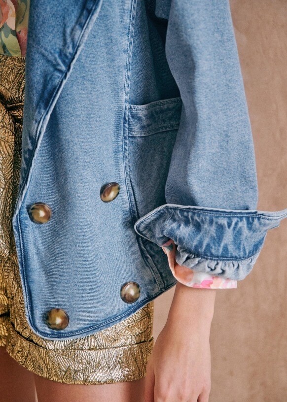 SEZANE KURT JACKET LIGHT BLUE DENIM SIZE 34 US 2 | eBay