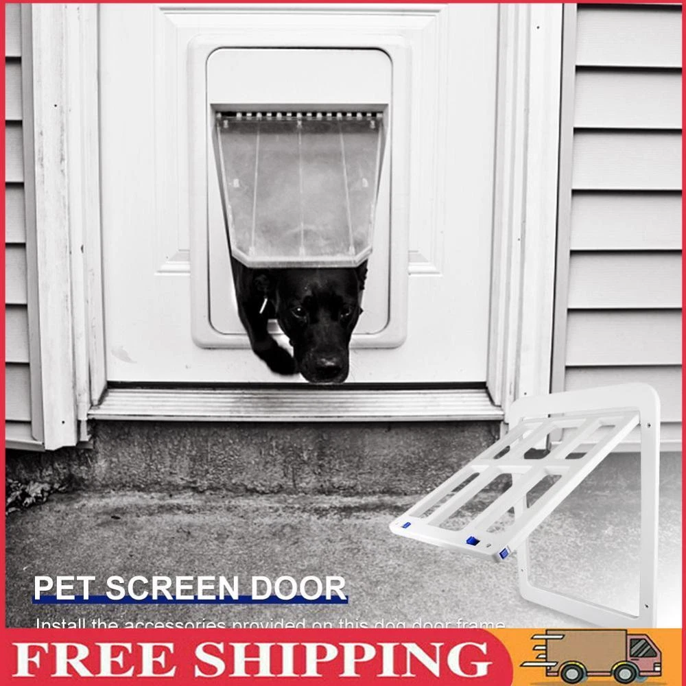 Pet Dog Screen Door with Magnetic Flap Security Lock Cat Door for