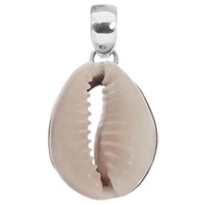 925 Sterling Silver Beach Tropical Cowry Shell Sterling Pendant, 1 1/4"